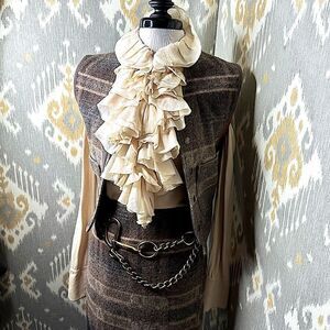 Ralph Lauren Vintage Neutral Beacon Blanket Two Piece Skirt Suit